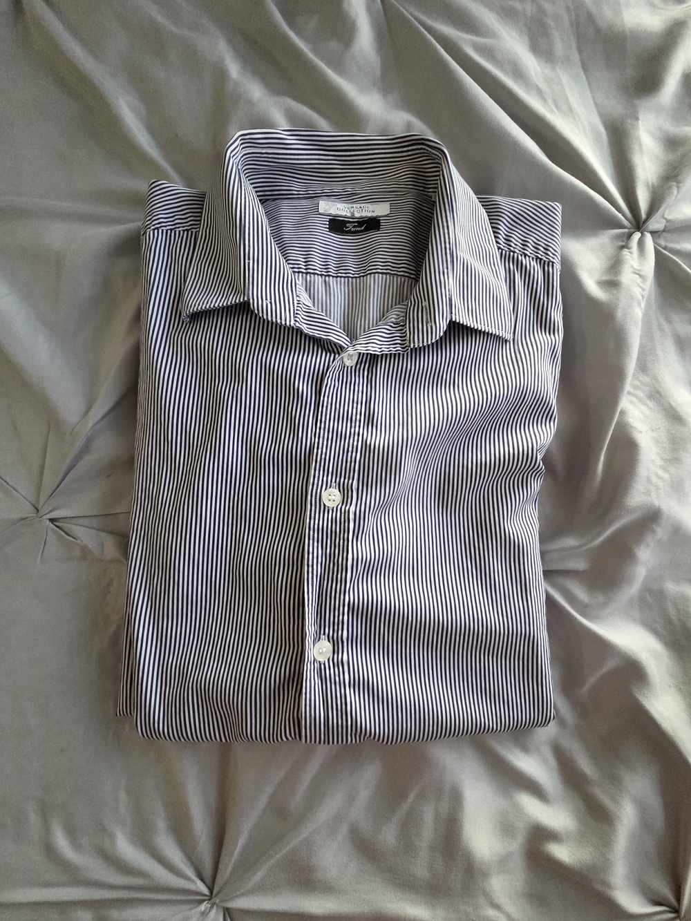 Versace Black and White Striped Dress Shirt